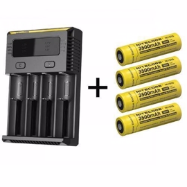 Nitecore NEW I4 Li-Ion oplader + 4 stk. Nitecore NL1835 3500mAh batterier